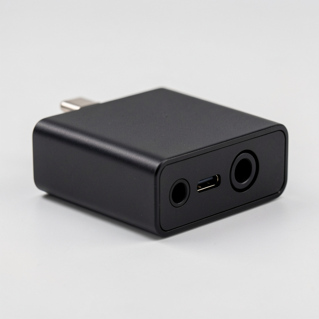FiiO KA3 küçük USB-C DAC amplifikatör siyah metal kasa ve 3.5mm 4.4mm çıkış portları