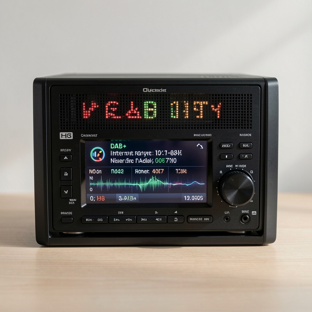 Pure Evoke H6 siyah DAB+ internet radyo üst panel ve ekran