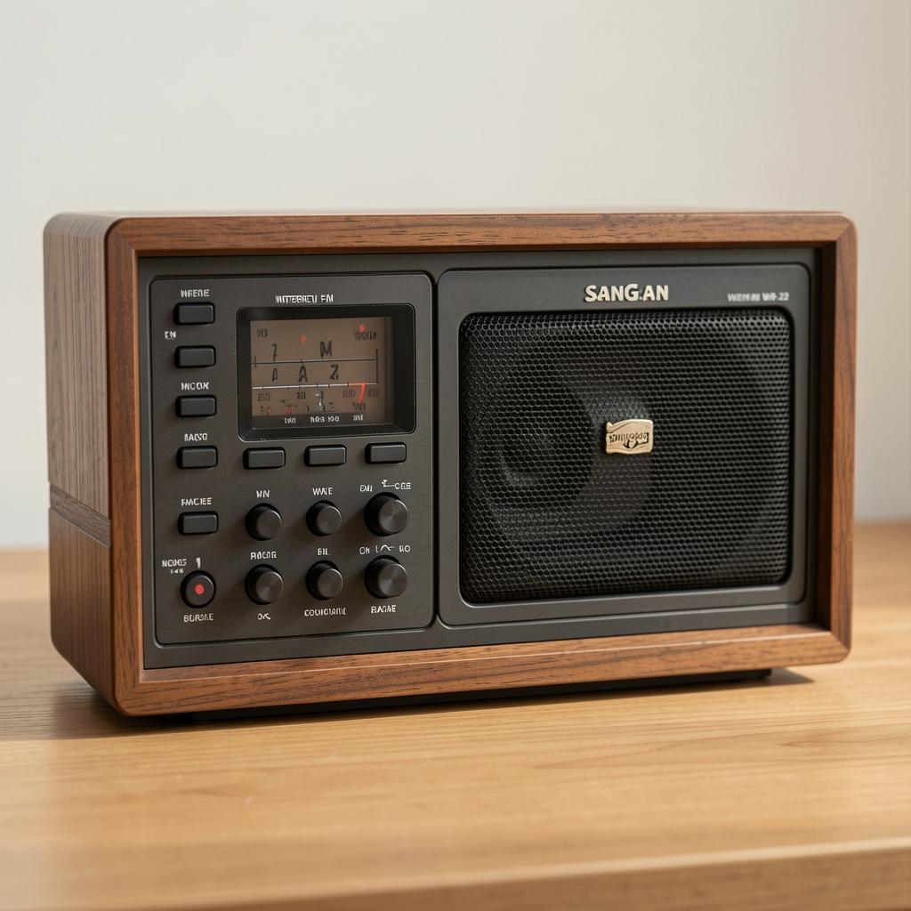 Sangean WR-22 ahşap çerçeveli internet ve FM radyo sol taraf kontrol düğmeleri
