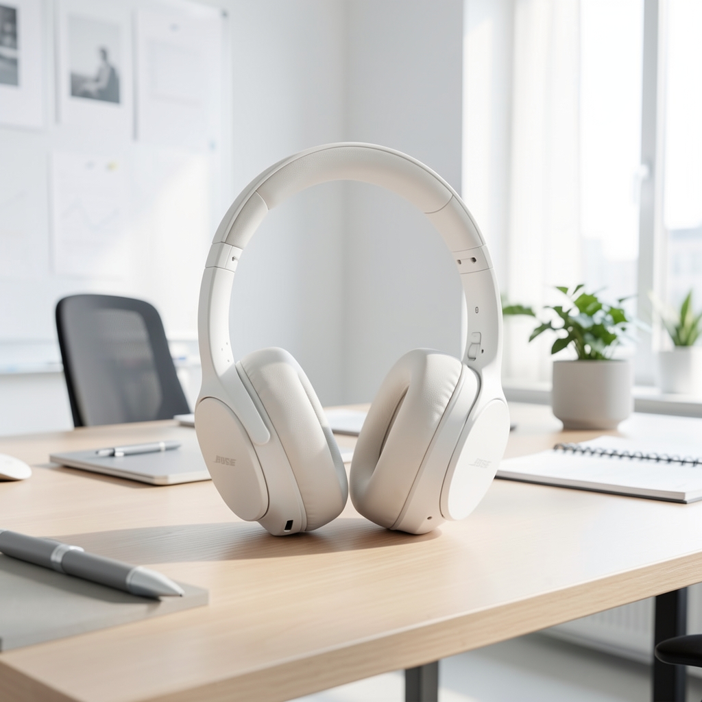 Bose QuietComfort 45 beyaz gürültü engelleyici kulaklık, yumuşak kulak yastıkları
